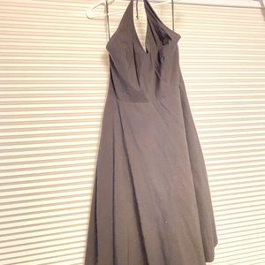Black halter cocktail dress